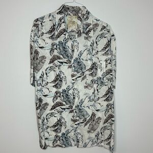 Tasso Elba Black and White Leaf Print Shirt